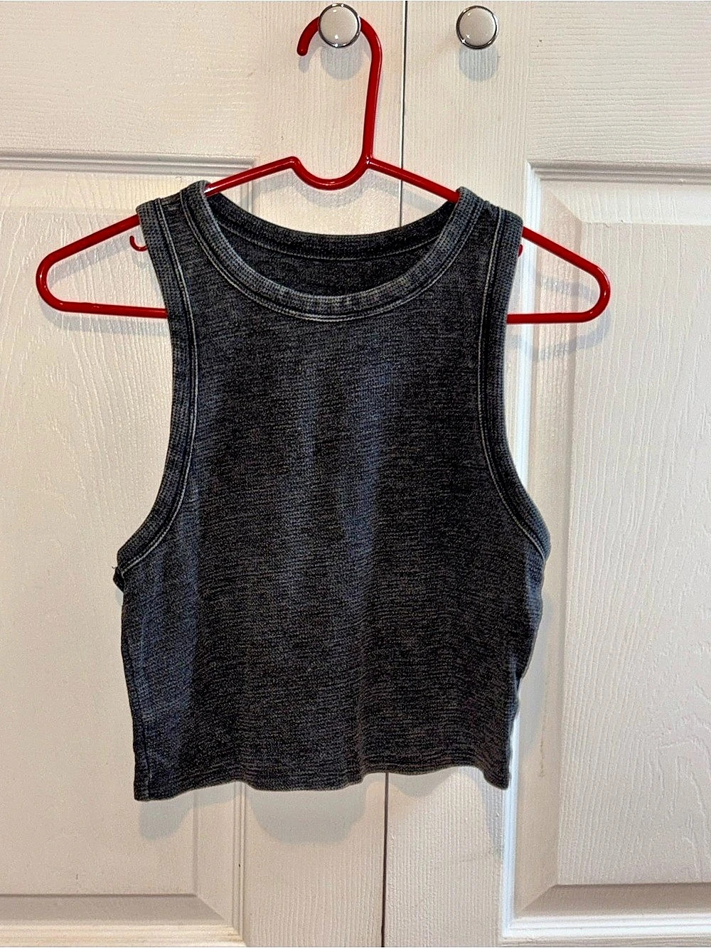 Forever 21 Charcoal Gray High Neck Cropped Tank Top Size M